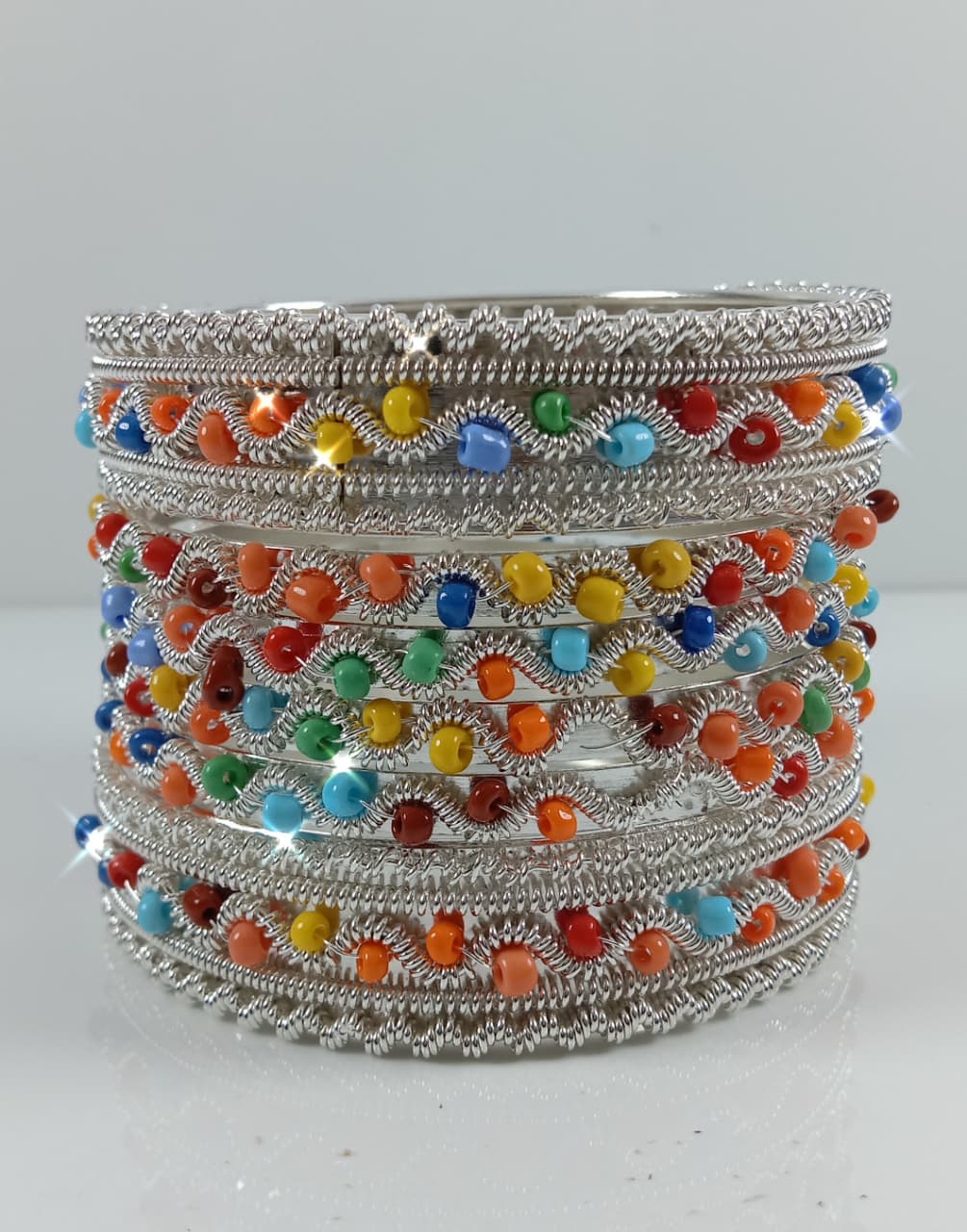 6 Piece Beautiful Stacking Bangles Set | Gold & Silver Tone Bangles