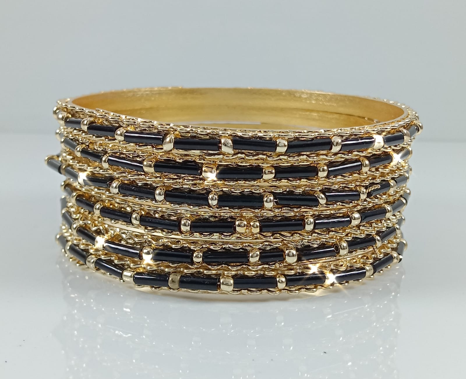 6 Piece Simple Adjustable Bangles | Thin Gold & Silver Stacking Bracelets Set